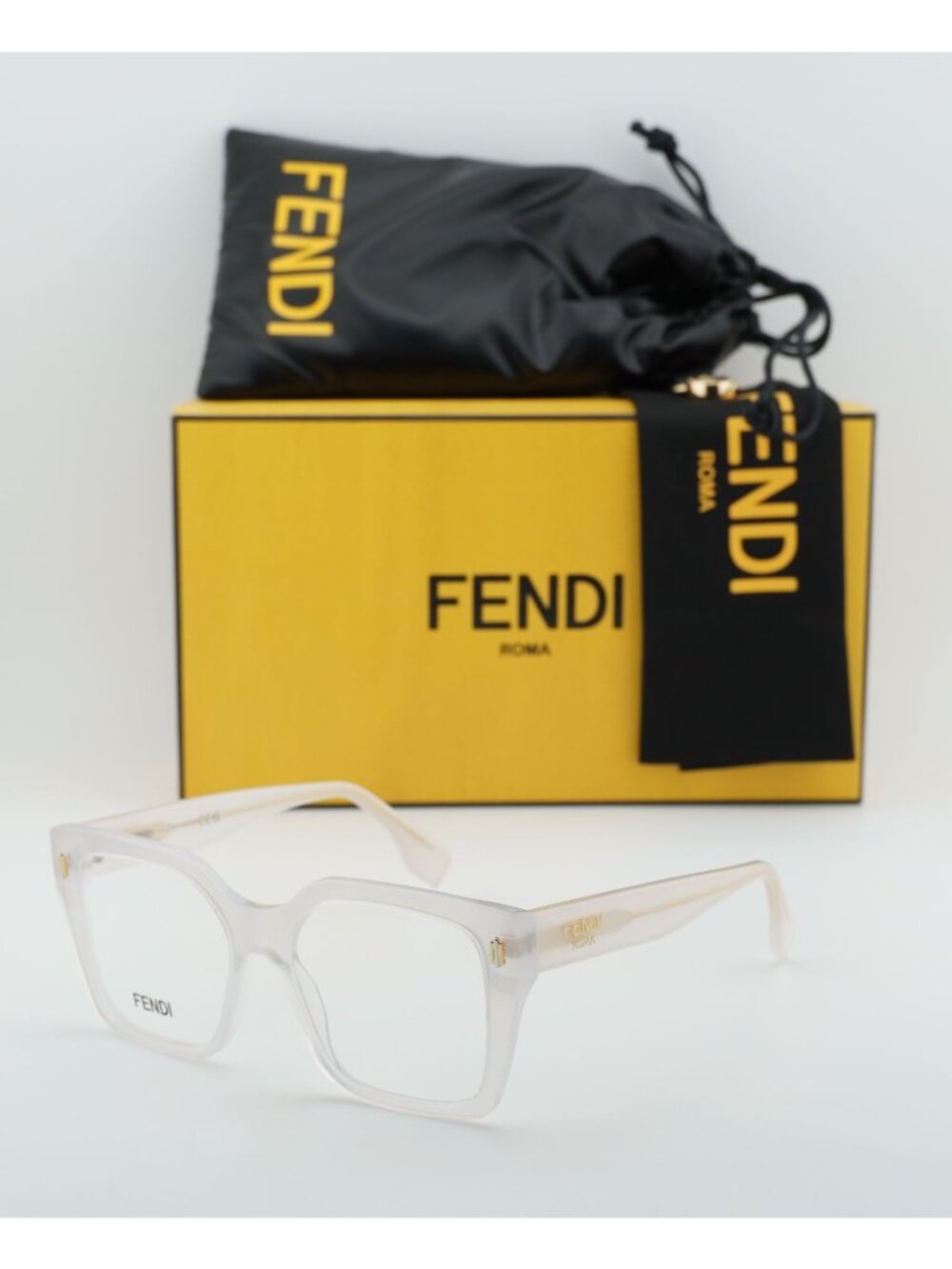 Fendi FE50085I 021 Square Eyeglasses 53mm - Crystal White